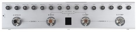 Focket Processeur Multi-effets de Guitare, Pédale Multi-effets de Guitare Stéréo Basse avec 36 Armoires IR AMP Préréglages Modifiables pour électriques