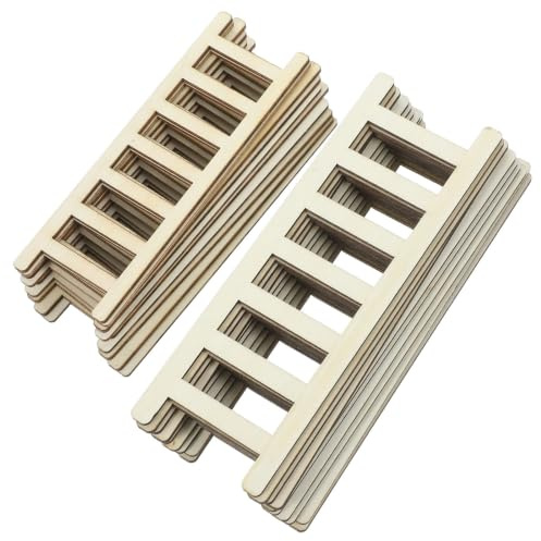 GALPADA 20 Pièces Lot de Mini Échelles Bois Décoratives pour Maison de Poupée Accessoires Miniatures pour Jardin Paysager Échelles Artisanales Bois Naturel