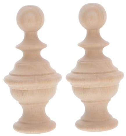 Kisangel 2 Stück Treppenpfostenkappen 6x10cm Robuste Holzkugel als Zierelement Rustikaler Charme für Schlafzimmer und Innendekor Stabile Treppenaufsätze