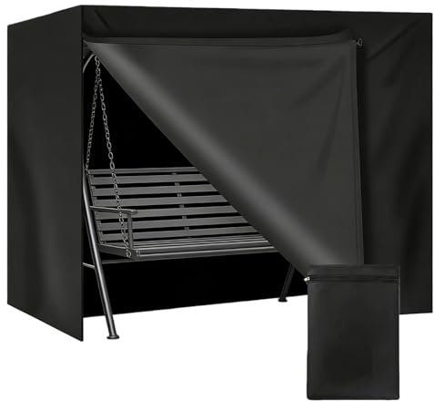 Housse de Balancelle de Jardin 3 Places, Housse de Protection Balancelle, protection imperméable, coupe-vent et résistante aux UV, pour mobilier de jardin, banc-balancelle, 210 x 150 x 150 cm