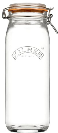 Kilner Barattolo ermetico in vetro con chiusura a clip, 2,1 l (2100 ml) per pasta, spaghetti, grissini, dispensa, senza BPA, lavabile in lavastoviglie