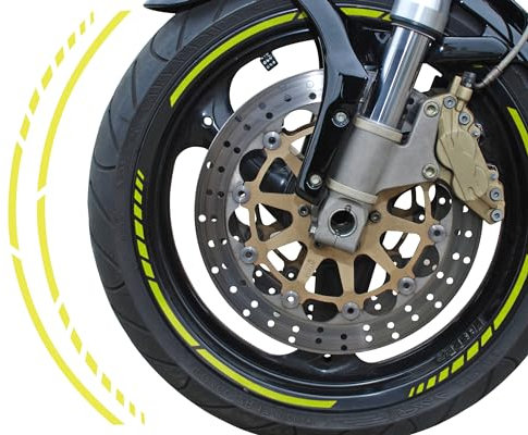 FOLIATEC PIN Striping Racing Felgenrandaufkleber Motorrad Zierstreifen Felgen Aufkleber, neon gelb