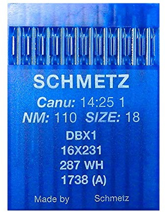 La Canilla ® - 10 Agujas para Máquina de Coser Industrial Schmetz DBx1 1738(A) 16x231 Grosor 110/18 Pistón Redondo