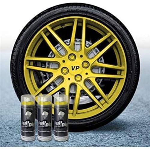 AutoFullCar - Confezione da 3 spray Full Dip Giallo Metallizzato - Vinile Liquido - 400 ml Unità