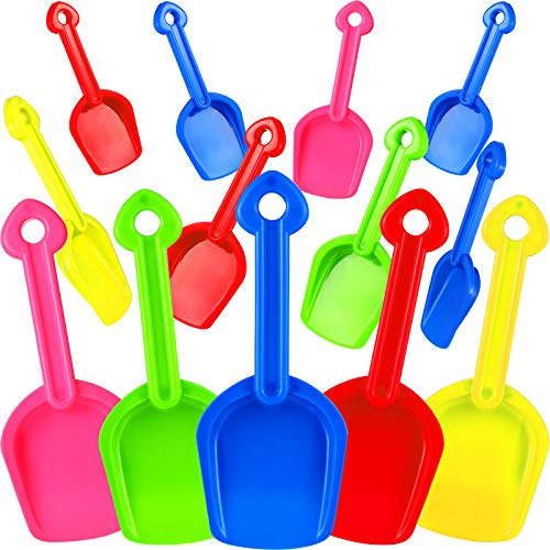Gejoy 12 Pieces Colorful Beach Sand Shovels for Kids, 7.7'' Plastic Summer Scoop for Toddlers Outdoor Digging Play, Heavy Duty Plastic Garden Digging Scoop Toys Accessories