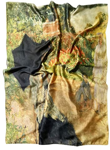 GFM® Dam Sidenblandad Målning eller Konstbaserad Sommarscarf (VSLK) (Monet -Umbrella Girl)-FS-VSLK-3453-A