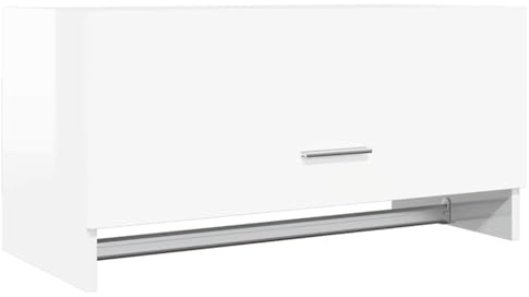 vidaXL Armario Ropero Guardarropa Percha Dormitorio Habitación Muebles Mobiliario Estantes Organizador de Contrachapada Blanco Brillante 70x32,5x35 cm