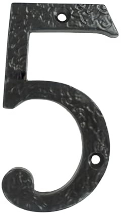 UAP Cast Iron 4 House Number 5 Screw Fix Front Door Address Plate Black