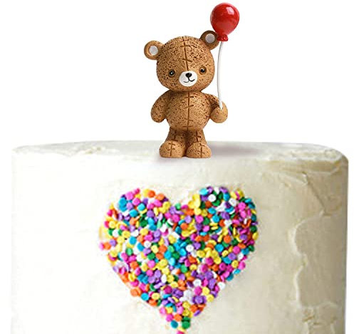 1 Packung 3D-Harz-Ballonbär-Kuchenaufsatz, Tiere, Kuchendekoration, Tierfigur, Puppe, Glücksbär, Kuchenaufsatz für Babyparty, Kindergeburtstag, Partyzubehör