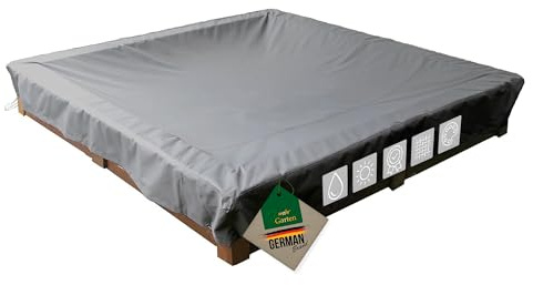Mehr Garten Sandkasten Abdeckung 202x202x20 cm, 600D Oxford | wasserdicht, UV-beständig, reißfest und winterfest - robuste Sandkastenabdeckung mit Kordelzug für sicheren Halt