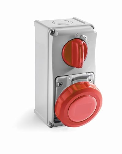 ROSI PRESA INTERBLOCCATA VERTICALE 16A 3P+T 380V IP67 GRIGIO/ROSSO