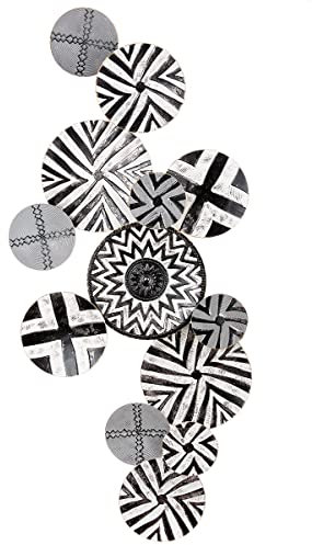 Casablanca modernes Wandrelief XXL aus Metall - Kreis Wanddekoration schwarz weiß Muster - 60 x 132 cm