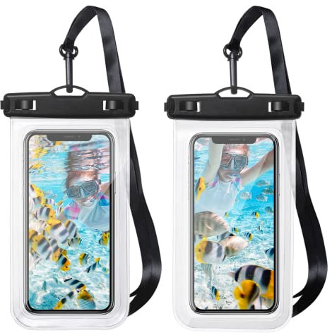 Carehabi wasserdichte handyhülle, 2 stück klar Handy wasserdichte hülle Unterwasser handyhüllen für Schwimmen surfen Rafting tauchen etc, kompatibel mit Allen handys bis zu 7 Zoll
