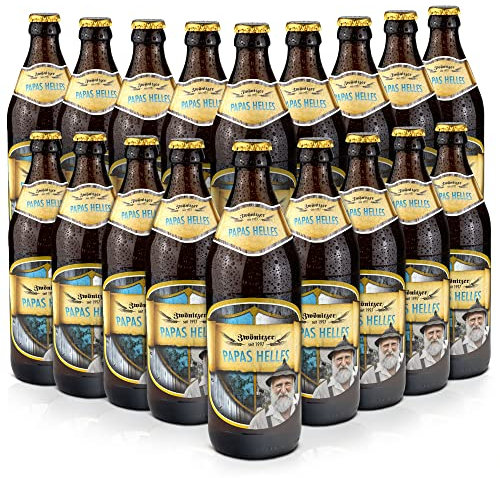 Brauerei Zwönitz Papas Helles/Helles Bier 18 x 0,5 Liter Flasche/Geschenke für Bierliebhaber/Männergeschenke/Bier aus Hallertauer Hopfen