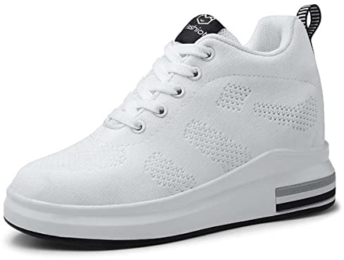 MIXSEN Zapatillas Deportivas Cuña Interior Zapatos Running Fitness Gym Outdoor Sneaker Casual Mesh Transpirable Comodas(Blanco-12,36)