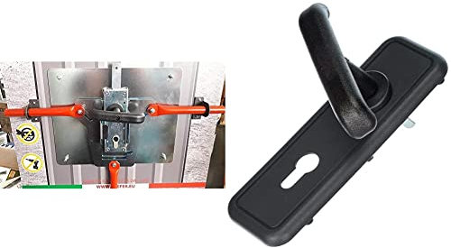 Prefer Kit Sicurezza per Basculante/Garage, Serratura Cilindro a Profilo Europeo, 4 Punti di Chiusura, Chiave Punzonata & Set Placca e Maniglia per Basculante/Garage