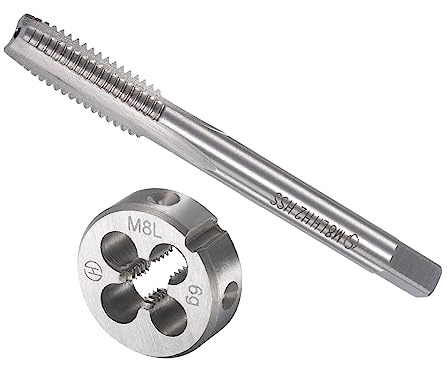 CoCud Gewindeschneiden und Schneideisen Gewinde M8 x 1.25 Links Hand | 1Set, Maschinenschraube und Rund Matrize Kit, Schnellarbeitsstahl, Metrisch, Für Gewindeschneiden Reparieren