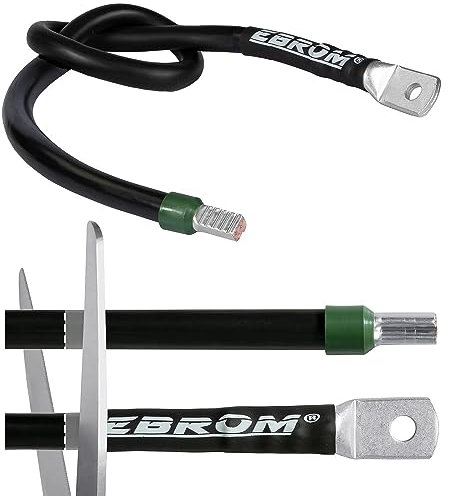EBROM NSGAFÖU Cavo batteria speciale 50 mm² Cavo di massa Cavo negativo + guaina terminale + occhielli/capicorda M8/M10/M12 - cavo robusto e resistente, La tua scelta: Cavo da 50mm2-210 cm con