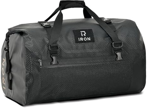 IRON JIA'S Borsa Moto Impermeabile da Sella e Posteriore - Borsa da Viaggio Con Chiusura a Rotolo e Tracolla - Adatta per Campeggio e Sport Acquatici - 70L