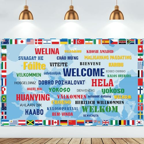 Tatuo Hintergrund mit internationaler Flagge, internationales Willkommensbanner, Weltflaggen, Hintergrund rund um die Welt, Banner, Dekoration für Landsportveranstaltungen, Partygeschenke, Clubs