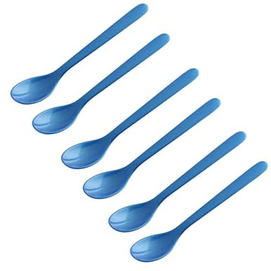FACKELMANN Juego de 6 cucharas para huevos, cucharas de desayuno, 14 cm, color: azul, plástico de alta calidad, ideal para la mesa del desayuno