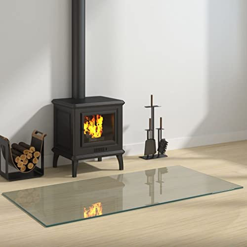 INLIFE Placa de cristal para chimenea rectangular de 120 x 60 cm, artículos de ferretería, materiales de construcción (14,8 kg)