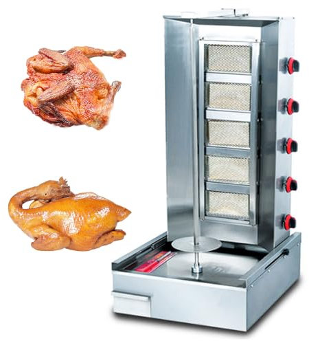 Cuiseur à gaz rotatif pour kebab en acier inoxydable – Machine à rôtir verticale à gaz commerciale pour Shawarma, rôtissoire de poulet, viande à tacos