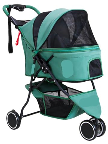Kattvagn Hundvagn Husdjursvagn Hopfällbar Hundvagn Husdjurshundar Kattvagnar Med Förvaringskorg Och Mugghållare För Små Medelstora Katter Hundar Husdjur Buggy Hundbarnvagn(Grün)