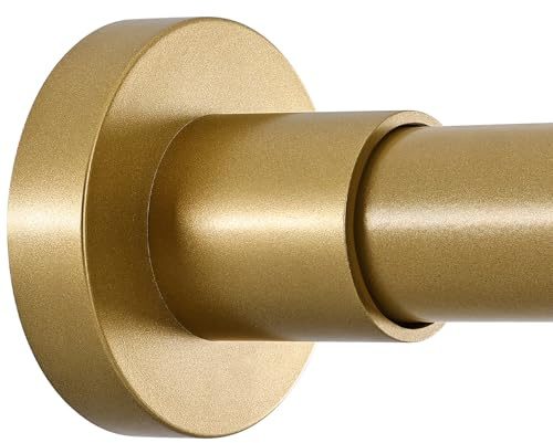 BRIOFOX Barra de cortina de ducha ajustable de 18 a 64 pulgadas, barra de ducha de acero inoxidable con tensión de resorte, sin taladrar, antideslizante, color dorado cálido