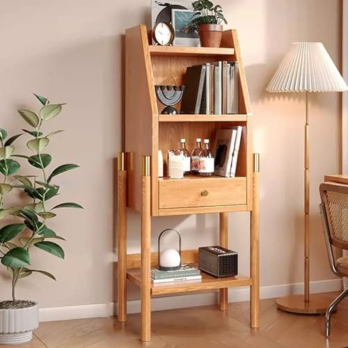 GLMGBP Vitrine, Ausstellungsregal für Sammlerstücke, hohes Bücherregal, Lagerschrank, freistehender Unterschrank, geeignet für den Einsatz in Lücken im Haus (Farbe: Natur, Größe: 15 x 10 x