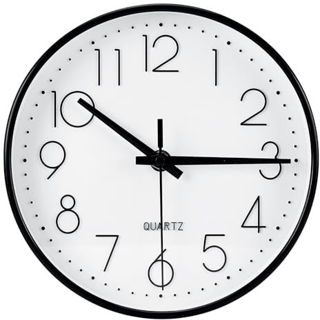 Sprifityy Rund wanduhr, 20cm Wanduhr, Modern Ohne Tickgeräusche Quarz dekorative Uhren, ohe Genauigkeit Wanduhr Einfach zu Lesen,für Büro, Küche, Wohnzimmer, Kinderzimmer Schule