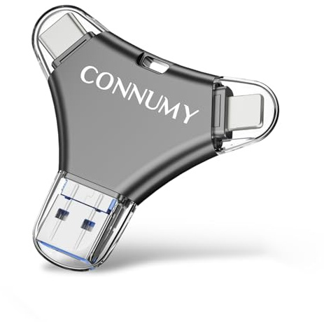 CONNUMY 128GB USB Stick für iPhone Externer Speicher Plug&Play Ohne Adapter | Externer Speicher zum Sichern von Fotos und Videos. Kompatibel mit iPhone, iPad, Android, Mac und PC. Keine App erforderlich.