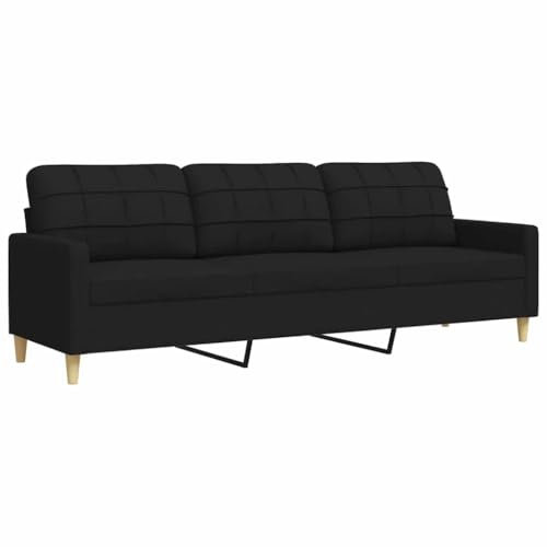 ULUYYUC Outdoor Couch Big Sofa Küchensofa Moderne Sessel - 3-Sitzer-Sofa Schwarz 210 cm Stoff für Jugendzimmer Schlafzimmer Balkon Küche