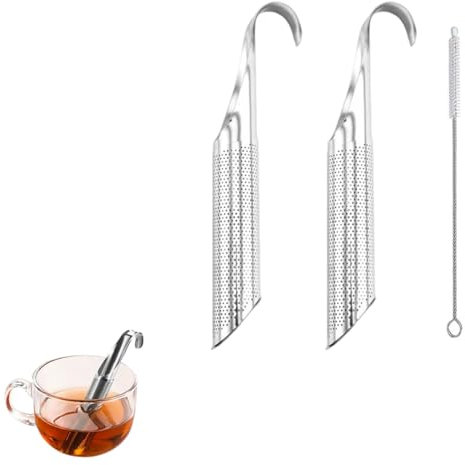 OHREN 2 unidades Infusor de té de acero inoxidable 304,filtro para té suelto,huevo de té,infusionador de té reutilizable,infusiones con mango largo,para café,especias y filtro té para taza