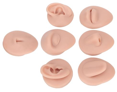 SUNGOOYUE Simulering Silikon Body Piercing Practice Model For Novice Piercer, Set Innehåller ögon, Näsa, Mun, Tunga, Magknappmodeller (mörk Hudfärg (Medium hudfärg)