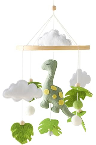 Spielbogen Kinderwagen - Baby Mobiles | Kinderwagen Kette Für Babys | Wood Stuhlinet Mobile | 3d -Wolken Grüne Blätter Wind Chime | Cartoon Dinosaurier Mobile Kleinkind Anhänger Für, Mädchen, Kinder