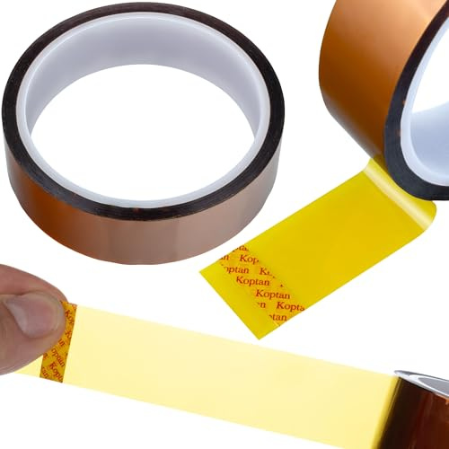 Rosfix Cinta Kapton 20 mm x 30 m - Resistente a 240 °C | Grosor 0,05 mm | Adhesivo Silicona | Para Reparación Electrónica, Protección Térmica | Cinta Aislante Alta Temperatura