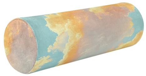 Almohada redonda cervical para el cuello, almohada terapéutica para el cuello, almohada cilíndrica, almohada cilíndrica, soporte para la parte inferior de la espalda, nubes de cielo dorado
