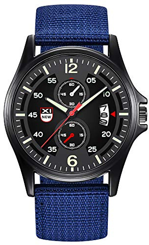 Herr nylon datum kvarts handled kvarts analog klockor herrklocka Special Forces klocka, BLÅ, En storlek