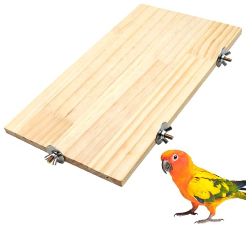 Holz Plattform 35 x 20 x 1.5cm, Große Vogelplattform, Sitzbrett Wellensittich, Holzständer für Haustiere wie Eichhörnchen, Hamster, Papageien und Sittiche, Vogelkäfig Zubehör, Kleintierkäfigzubehör