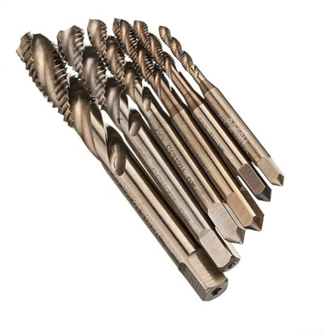 YobiLife Metrisches Gewindebohrer-Set, M10, HSS, Kobalt-Maschinen-Gewindebohrer, Spiralspitze für harte Materialien, 1 Stück oder 6 Stück (6 Stück)