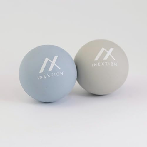 INEXTION High-Density Therapy Massage Balls (2-Pack), Gray + Blue (65D+65D) | High-Density Muscle Release Balls, Targeted Muscle Relaxation, Daily Recovery