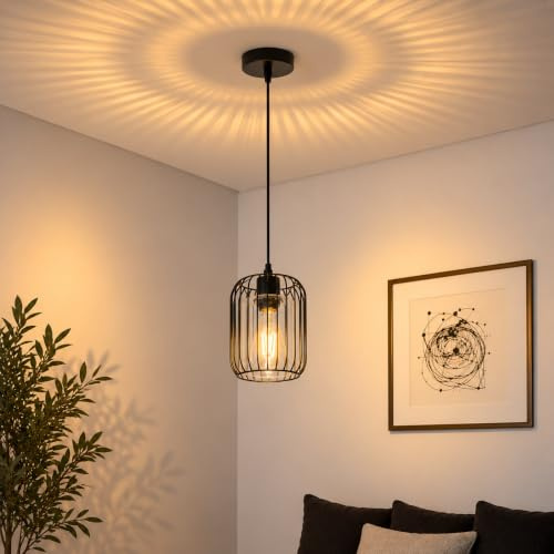 ZMH Vintage Pendelleuchte esstisch Schwarz Hängelampe Küche aus Glas | E27 Hängeleuchte Schlafzimmer Metall Esszimmerlampe 1 flammig Industrial deko für Wohnzimmer Esszimmer - ohne Leuchtmittel