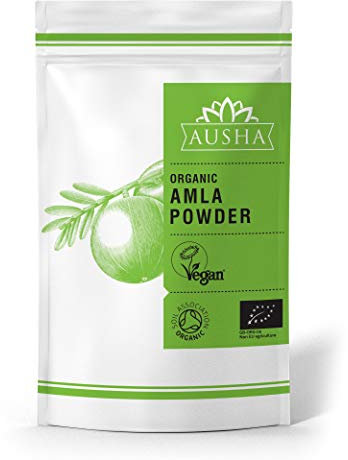 Ausha Polvo orgánico AMLA de 100 g, grosella espinosa india, certificado orgánico por Soil Association