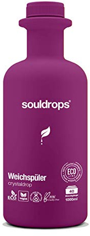Souldrops crystaldrop flüssig Organische Weichspüler 1000ml | Umweltfreundlich, Vegan, Pflanzenbasiert, Nachhaltiges, ohne Tierversuche
