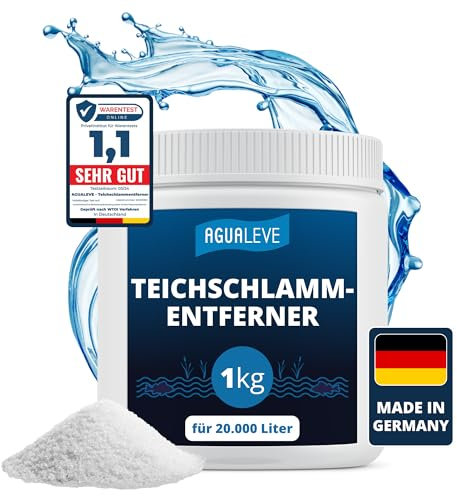 AGUALEVE® Teichschlammentferner 1kg *NEU* | bioverträgliche Reinigung von Schlamm, Laub & Ablagerungen ohne Schmermetalle | Made in Germany | für 20.000 Liter Teichwasser | Note 1,1