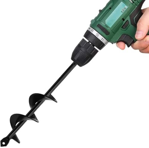 Berfea Trapano da giardino per trapano, trapano a terra per avvitatore a batteria, trapano per piante, fioriere, coltivatore a terreno, trapano a spirale da giardino, lumache a spirale, per scavare, 4