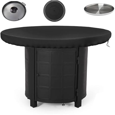 Housse Brasero Rond,100CM Housse de Protection pour Plaque de Feu,étanche à l'eau et à la Poussière Tissu Oxford 420D Résistance Aux UV Housse de Protection Barbecue (Noir)
