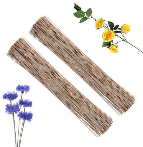 POPOYU 50 Stück Floristik Draht,Blumendraht braun,Steckdraht Floristik,Steckdraht,Floristenbedarf,Blumenstamm Draht 18 Gauge für die Herstellung von Blumenhandwerk,künstlichen Blumen,Basteldraht