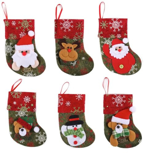 JOYIN 12 Stück Mini Weihnachtsstrumpf - 3D Nikolausstrumpf -Nikolausstiefel für Weihnachtsdekoration Geschenkbeutel Weihnachtsbaum